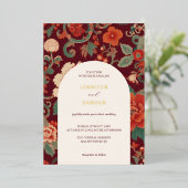 Invitation En Aluminium Bourgogne mariage élégant classique à la chinoise (Debout devant)