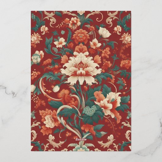 Invitation En Aluminium Bourgogne mariage élégant classique en chinoiserie (Verso)