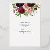 Invitation En Aluminium Bourgogne & Pink Floral & Frame Graduation Party F (Verso)