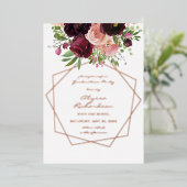Invitation En Aluminium Bourgogne & Pink Floral & Frame Graduation Party F (Debout devant)