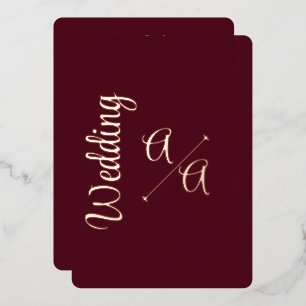 Invitation En Aluminium Bourgogne riche couleur unie rose or métallisé mar