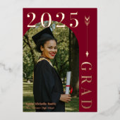 Invitation En Aluminium Bourgogne Rose Gold Arch & Arrow Graduation (Recto)