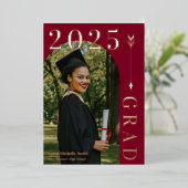 Invitation En Aluminium Bourgogne Rose Gold Arch & Arrow Graduation (Debout devant)