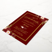 Invitation En Aluminium Bourgogne Rouge Floral 50e Anniversaire de Mariage (Rotation)