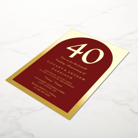 Invitation En Aluminium Bourgogne Rouge Rubis 40ème Anniversaire de Mariag (Rotation)