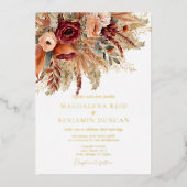 Invitation En Aluminium Bourgogne Terracotta Florals Pampas Mariage de aut (Recto)