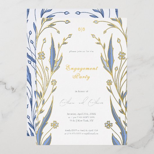 Invitation En Aluminium Bouton bleu (Recto/Verso)