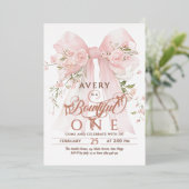 Invitation En Aluminium Bowtiful Un 1er Anniversaire Floral Bow Girls (Debout devant)