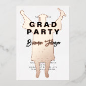 Invitation En Aluminium Boy Modern Black Rose Gold Graduation Party (Recto)