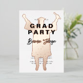 Invitation En Aluminium Boy Modern Black Rose Gold Graduation Party (Debout devant)