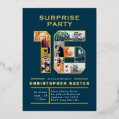 Invitation En Aluminium Boys Blue 16th Birthday Photo (Recto)