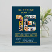 Invitation En Aluminium Boys Blue 16th Birthday Photo (Debout devant)