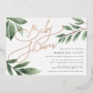 Invitation En Aluminium Branche de la construction Baby shower botanique