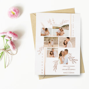 Invitation En Aluminium Branches Botaniques de Mariage Collage de 6 Photos