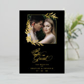 Invitation En Aluminium Branches Frame Luxury Golden Chic Photo Wedding (Debout devant)