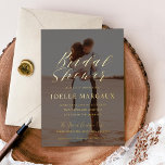 Invitation En Aluminium Bridal Shower Photo Engagement Party Gold<br><div class="desc">Real foil is here! "Bridal Shower" and all text along  in gold foil or choose silver foil,  rose foil as desired over full bleed photo with optional dark overlay.</div>