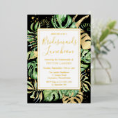 Invitation En Aluminium Bridesmaitres Tropical Moderne Déjeuner noir & or (Debout devant)