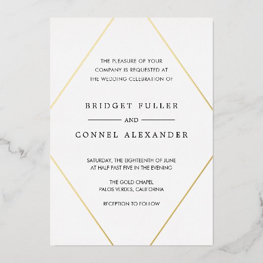 Invitation En Aluminium Bridget Mariage moderne géométrique (Recto)