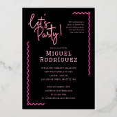 Invitation En Aluminium Bright Future Pink Neon Grad Photo Graduation (Verso)