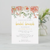 Invitation En Aluminium Broche Rustique Floral Bridal Brunch Gold (Debout devant)