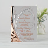 Invitation En Aluminium Bronze Argent décor de papier abstrait (Debout devant)