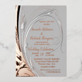Invitation En Aluminium Bronze Argent et noir abstrait (Recto)