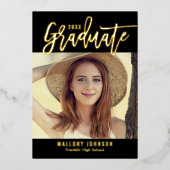 Invitation En Aluminium Brossé Glimmer Foil Graduation fiche d'invitation (Recto)