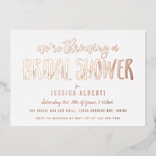 Invitation En Aluminium Brossé Shimmer Fête des mariées Gold (Recto)