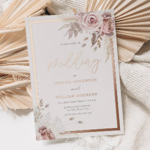 Invitation En Aluminium Brousset et Dusty Rose Floral Mariage Rose Gold Bo