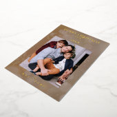 Invitation En Aluminium Brown Snowflake Christmas Modern Custom Photo (Rotation)