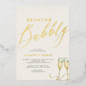 Invitation En Aluminium Brun élégant et champagne bulle d'ivoire or (Recto)