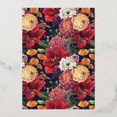 Invitation En Aluminium Brunch Botanique Amaryllis et Chrysanthèmes Fleuri (Verso)