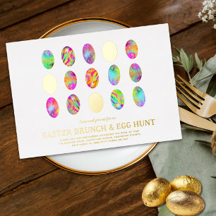 Invitation En Aluminium Brunch chasse aux œufs de Pâques moderne aquarelle