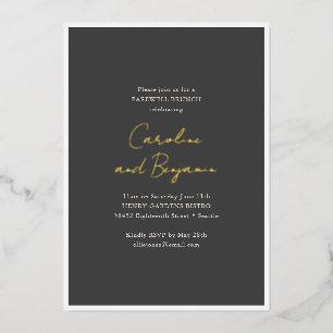 Invitation En Aluminium Brunch d'Adieu Mariage Or Script Noms Noir