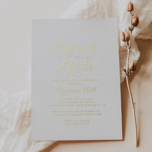 Invitation En Aluminium Brunch de calligraphie avec la mariée Shower Or