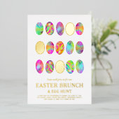Invitation En Aluminium Brunch de Pâques moderne et chasse aux oeufs Or (Debout devant)