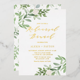 Invitation En Aluminium Brunch de répétition Fleur blanche de verdure à l'
