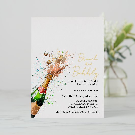 Invitation En Aluminium Brunch Et Bubbly Champagne nuptiale Douche (Debout devant)