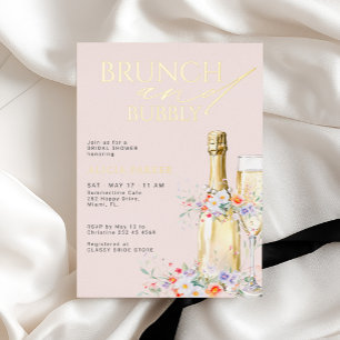 Invitation En Aluminium Brunch et pétillant rose or floral fête prénuptial