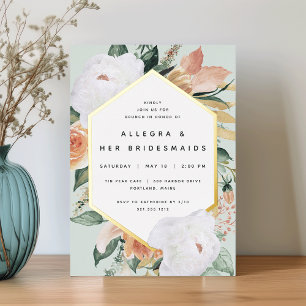 Invitation En Aluminium Brunch Fleurs Bohèmes pour Demoiselles d'Honneur