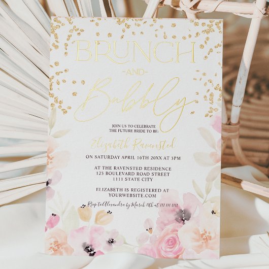 Invitation En Aluminium Brunch floral or bulle douche nuptiale