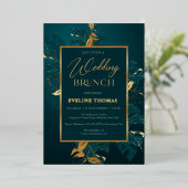 Invitation En Aluminium Brunch mariage de feuillard vert profond et vérita (Debout devant)