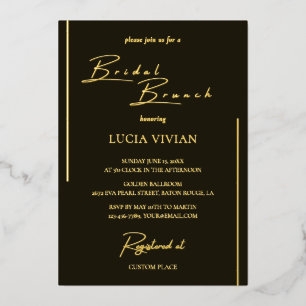 Invitation En Aluminium Brunch nuptial moderne Dark Green Calligraphy