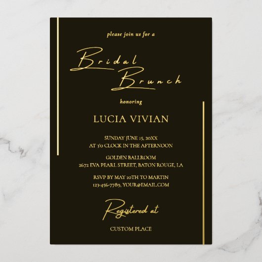 Invitation En Aluminium Brunch nuptial moderne Dark Green Calligraphy (Recto)