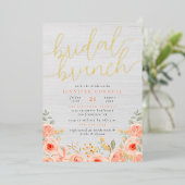 Invitation En Aluminium Brunch nuptial | Rose aquarelle & Script chic Real (Debout devant)