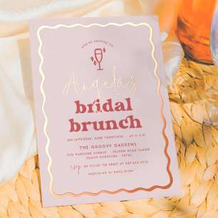 Invitation En Aluminium Brunch nuptial Super rose et rouge brillant
