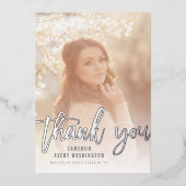 Invitation En Aluminium Brush Script Calligraphie Moderne Photo Graduation (Recto)