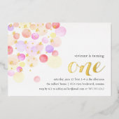 Invitation En Aluminium Bubble | Première fête d'anniversaire de l'aquarel (Recto)