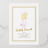 Invitation En Aluminium Bubbly brunch champagne bulles événement 40e (Recto)