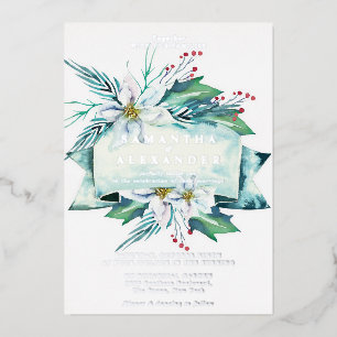 Invitation En Aluminium Budget Hiver Bouquet floral Mariage aquarelle